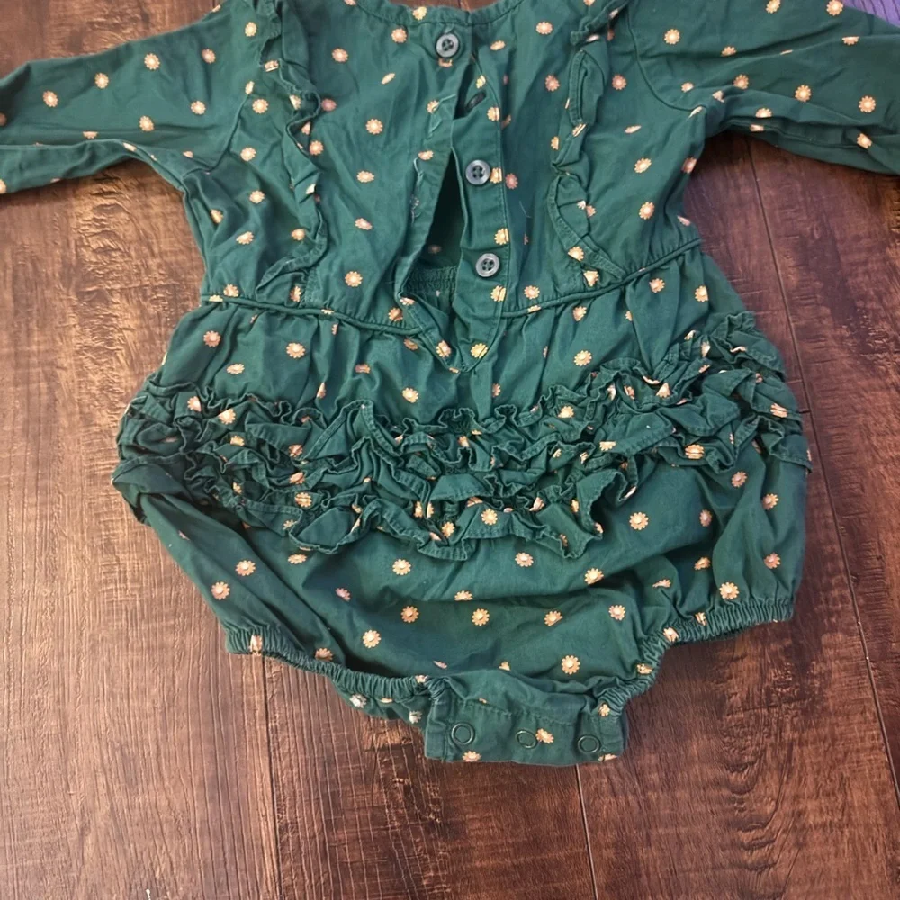Ruffle Butts Green and Yellow Polka Dot One Piece